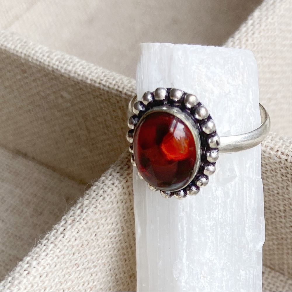 Victorian  garnet sterling silver ring - Picture 2 of 5